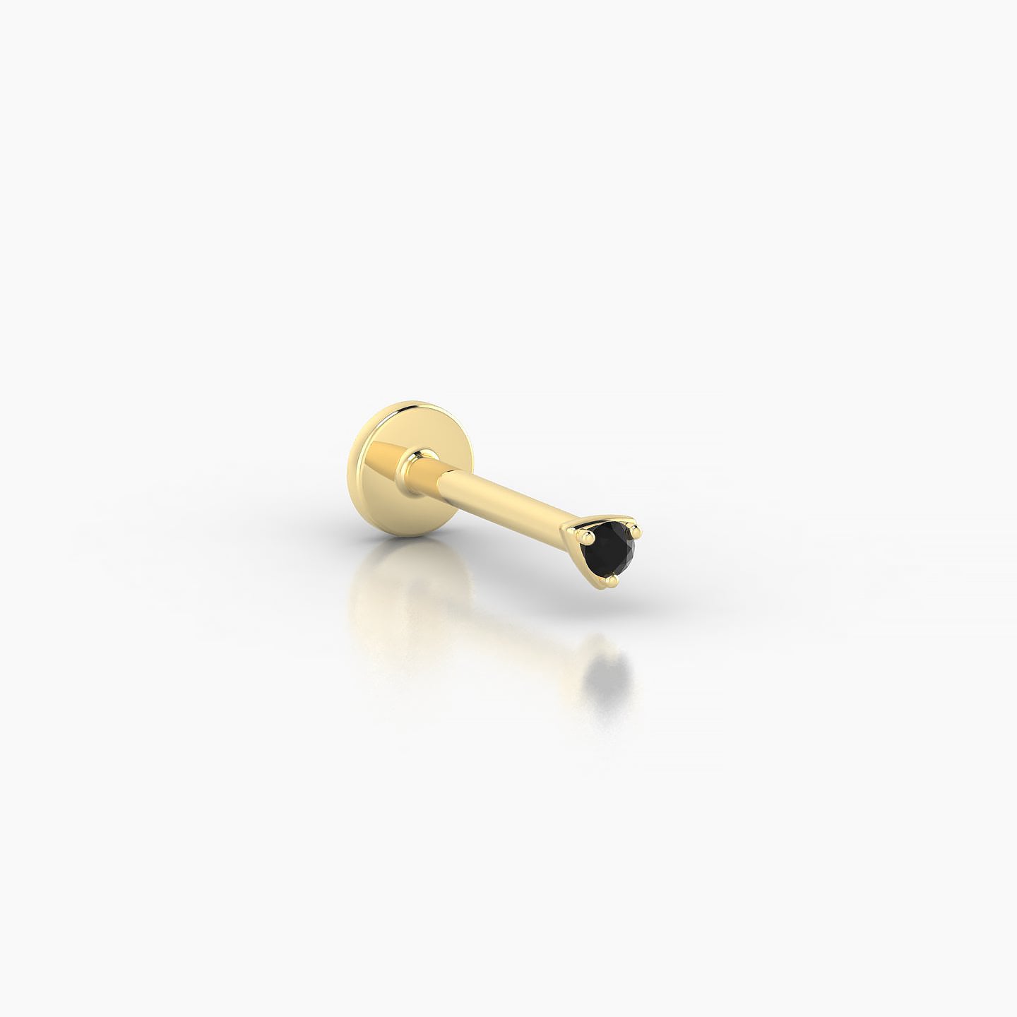 Leda | 18k Yellow Gold 8 mm 2 mm Round Black Diamond Nostril Piercing