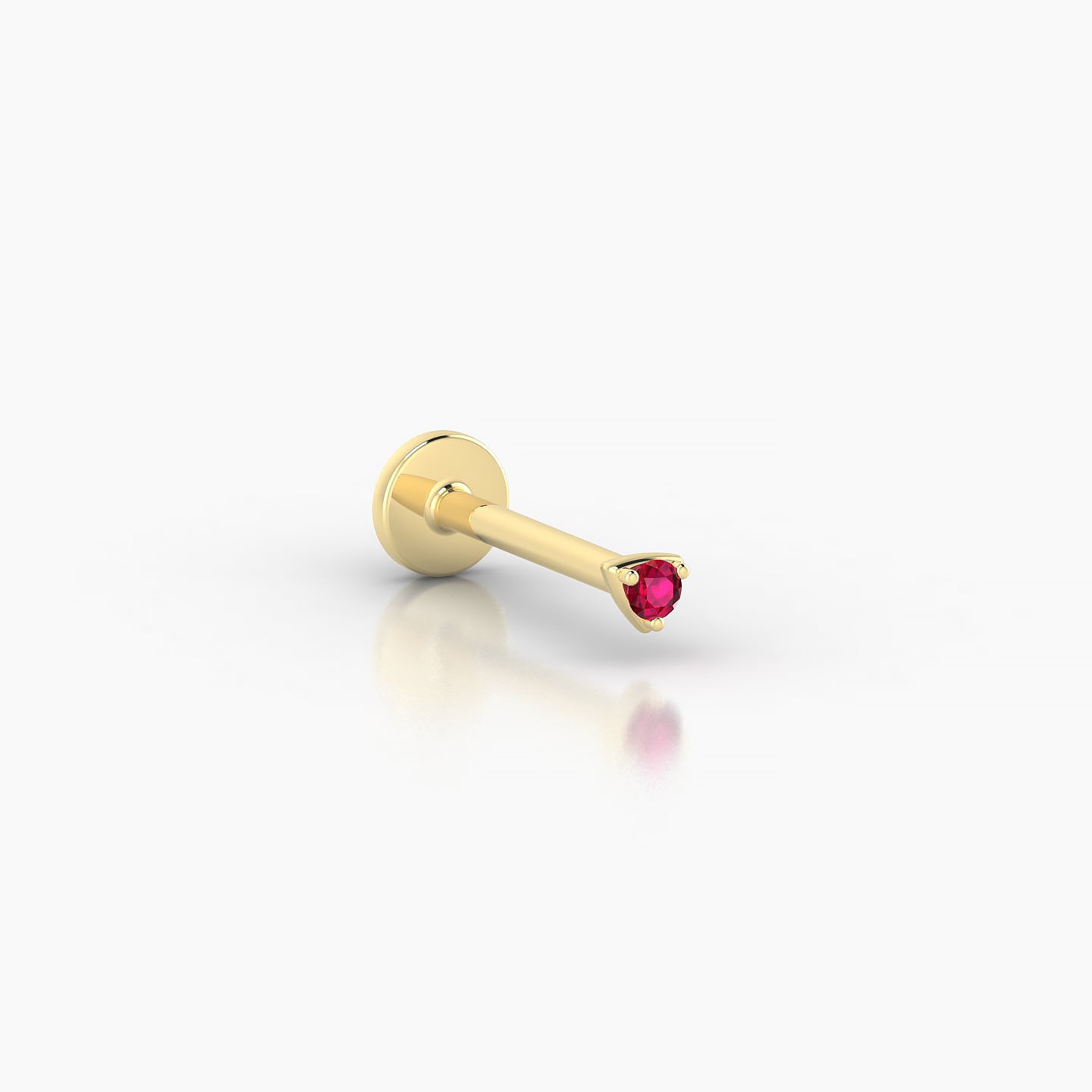 Leda | 18k Yellow Gold 8 mm 2 mm Round Ruby Nostril Piercing