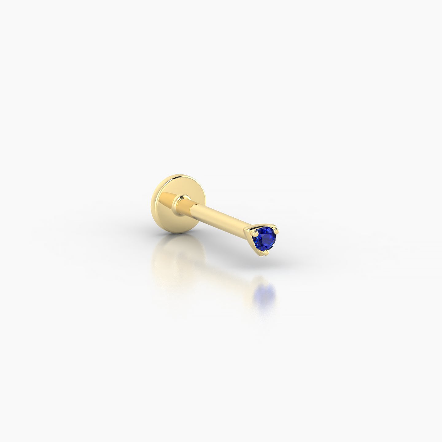 Leda | 18k Yellow Gold 8 mm 2 mm Round Sapphire Nostril Piercing