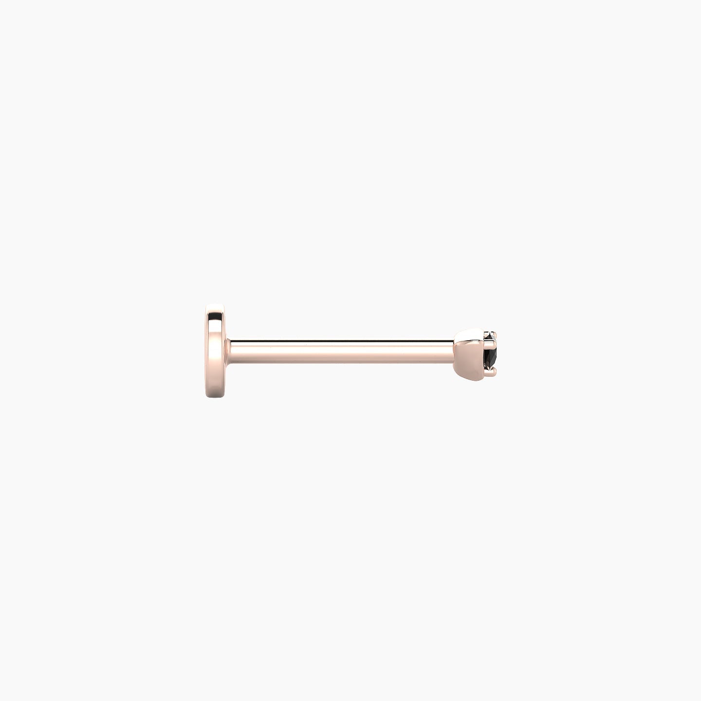 Leda | 18k Rose Gold 8 mm 2 mm Round Black Diamond Nostril Piercing