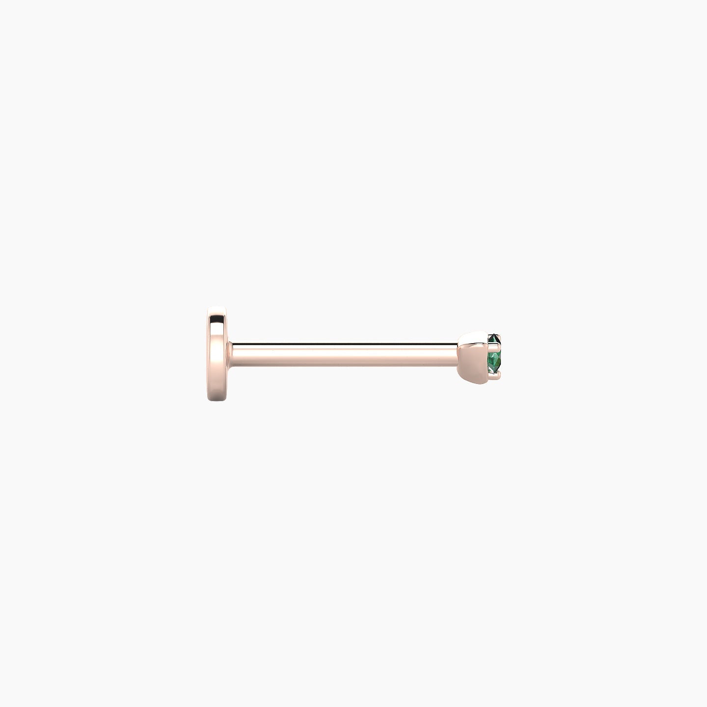 Leda | 18k Rose Gold 8 mm 2 mm Round Emerald Nostril Piercing