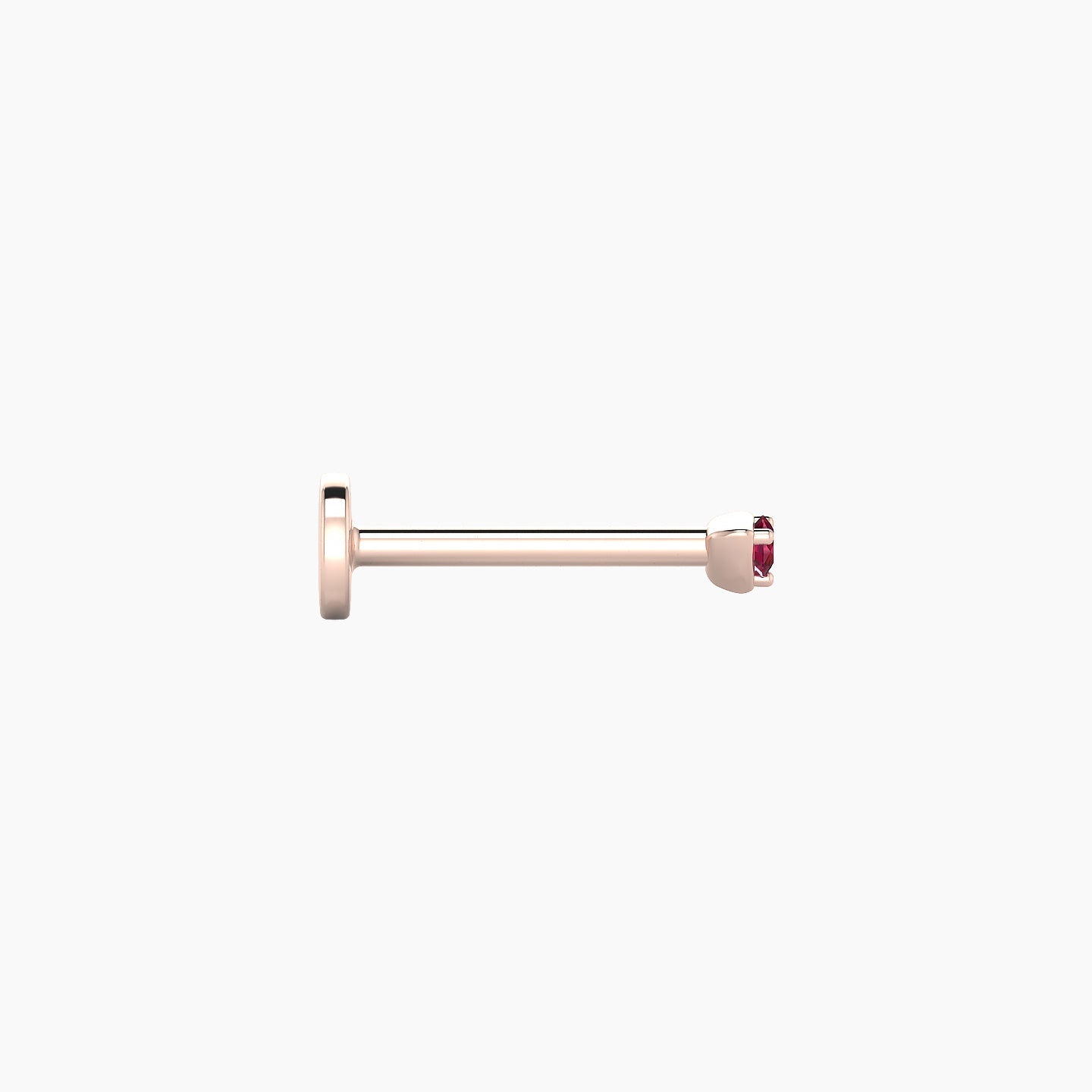 Leda | 18k Rose Gold 8 mm 2 mm Round Ruby Nostril Piercing