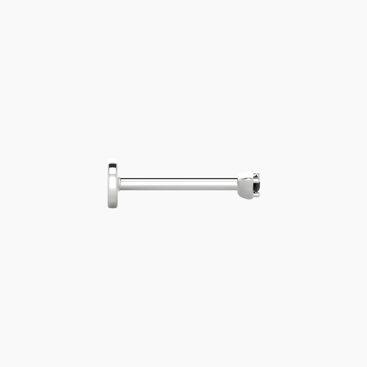 Leda | 18k White Gold 8 mm 2 mm Round Black Diamond Nostril Piercing