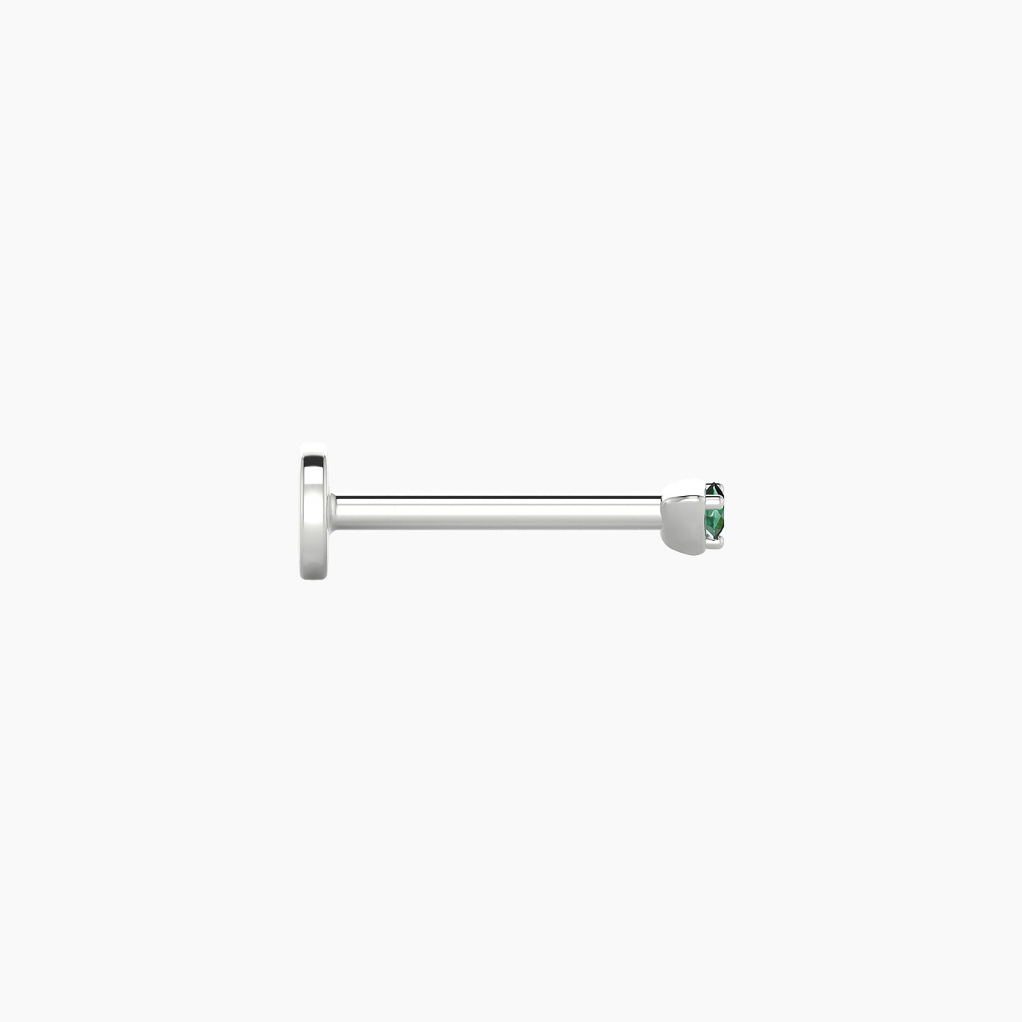 Leda | 18k White Gold 8 mm 2 mm Round Emerald Nostril Piercing