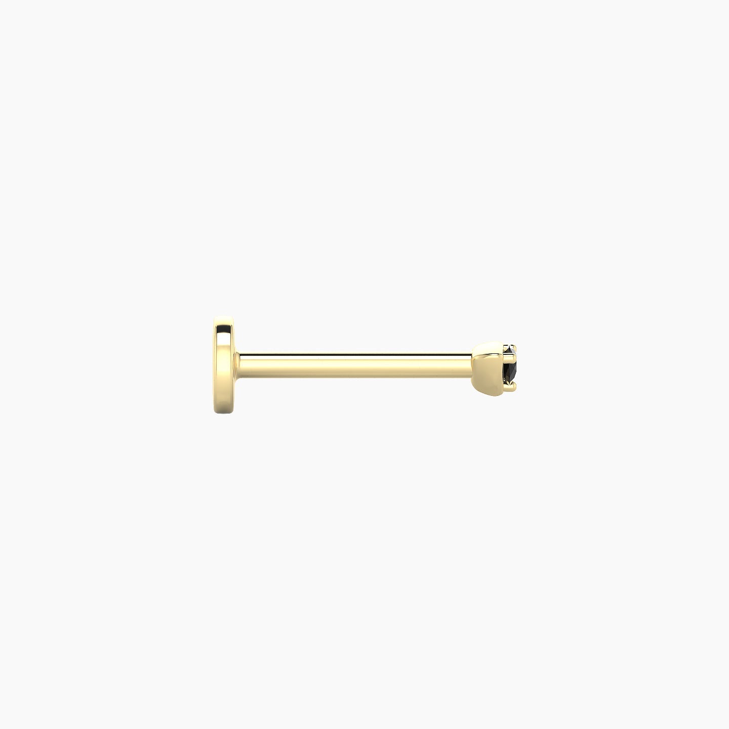 Leda | 18k Yellow Gold 8 mm 2 mm Round Black Diamond Nostril Piercing