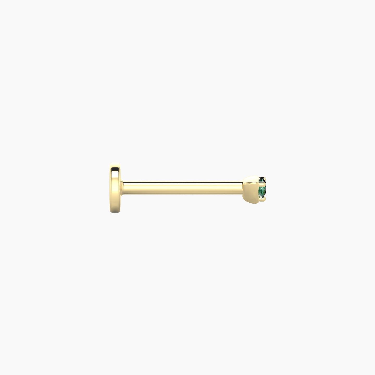 Leda | 18k Yellow Gold 8 mm 2 mm Round Emerald Nostril Piercing