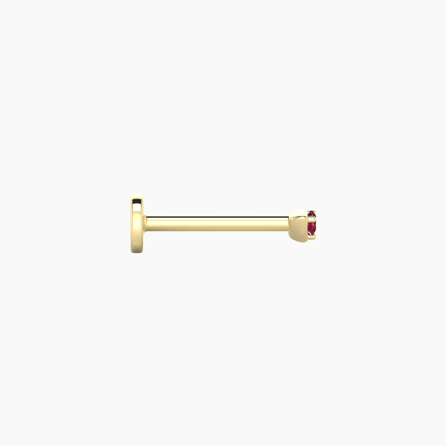 Leda | 18k Yellow Gold 8 mm 2 mm Round Ruby Nostril Piercing