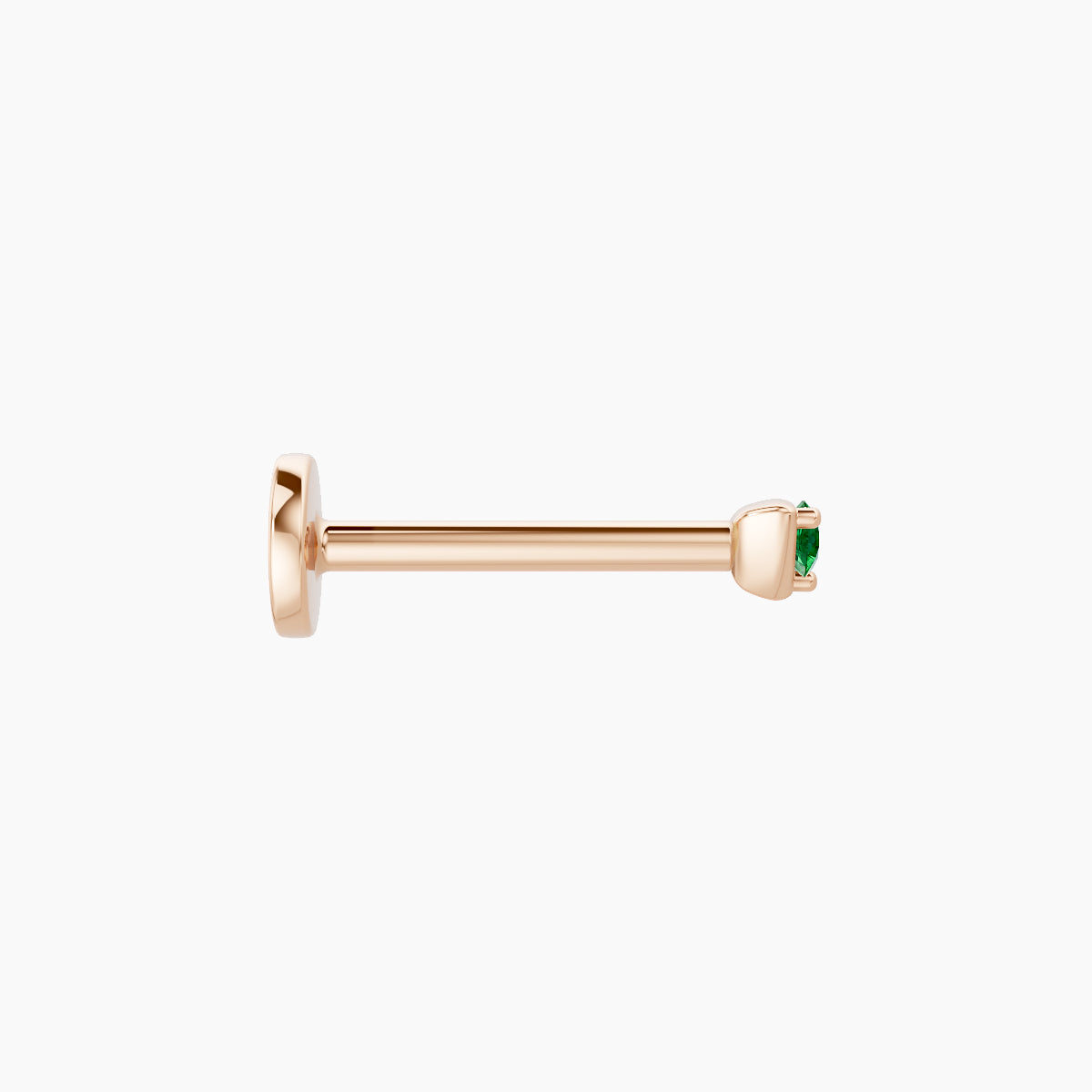 Leda | 18k Rose Gold 8 mm 2 mm Round Emerald Piercing