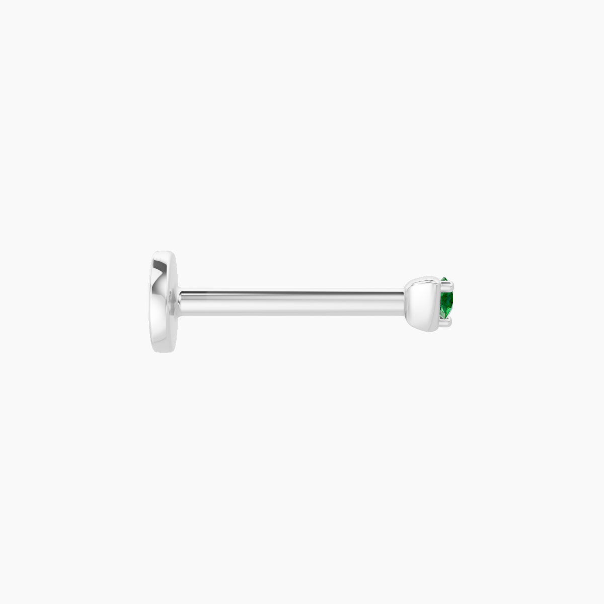 Leda | 18k White Gold 8 mm 2 mm Round Emerald Piercing