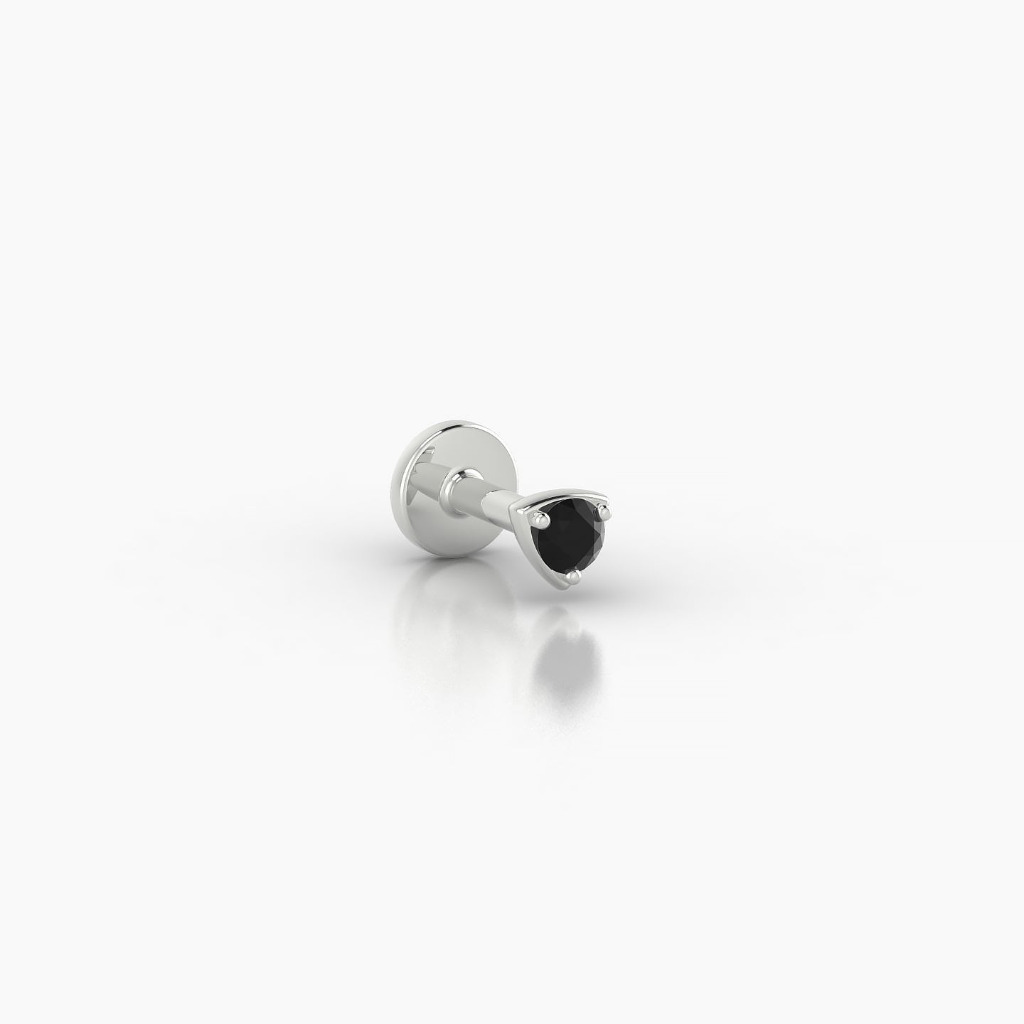 Leda | 18k White Gold 5 mm 3 mm Round Black Diamond Nostril Piercing