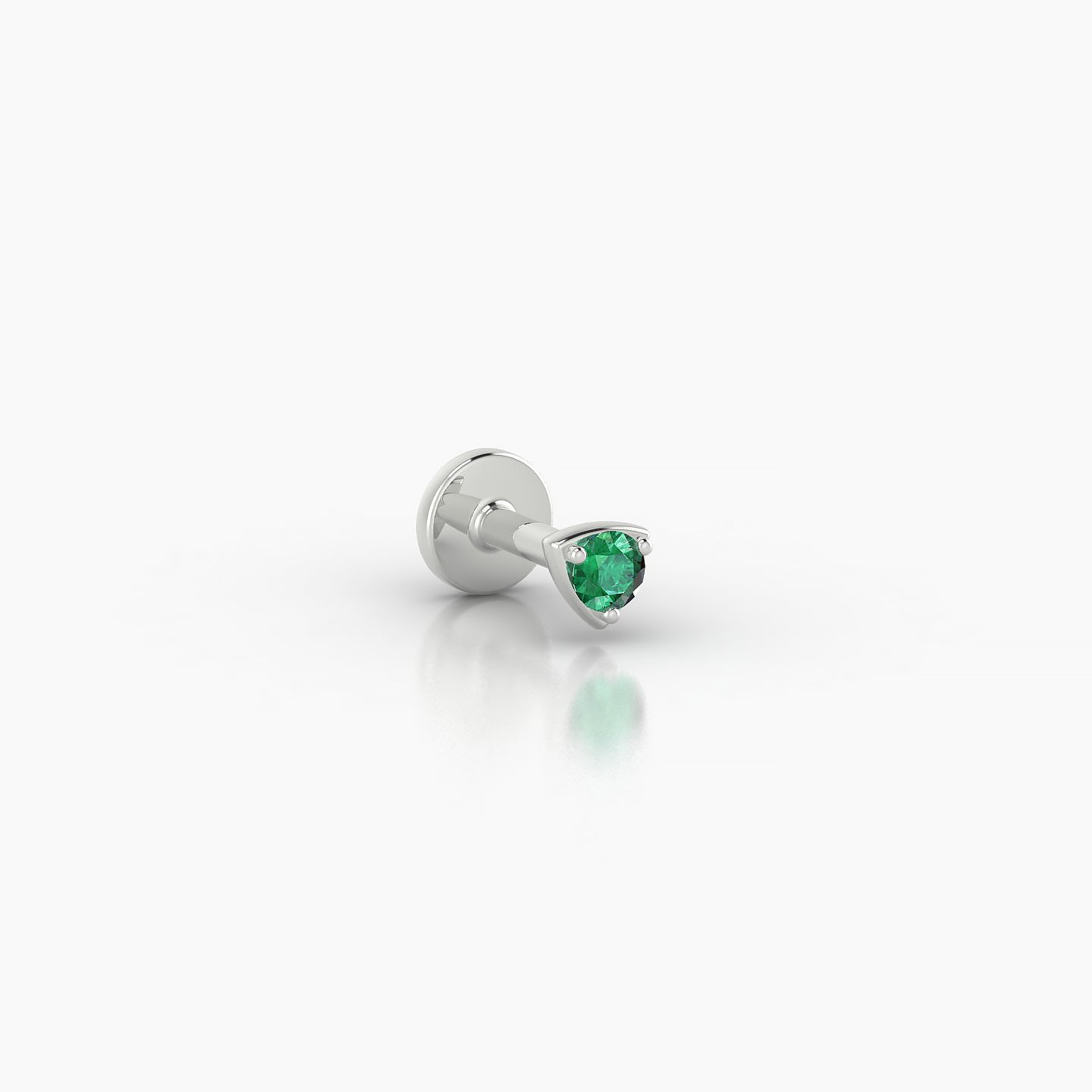 Leda | 18k White Gold 5 mm 3 mm Round Emerald Nostril Piercing