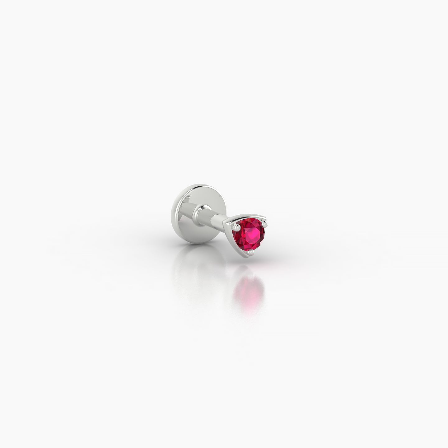 Leda | 18k White Gold 5 mm 3 mm Round Ruby Nostril Piercing