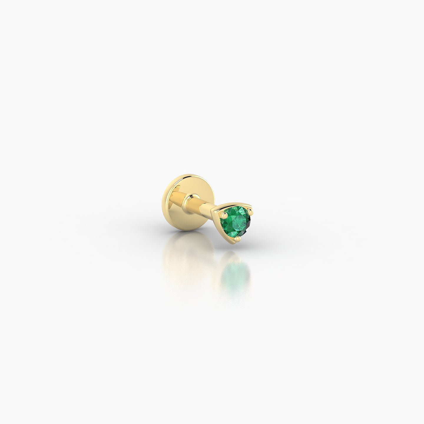 Leda | 18k Yellow Gold 5 mm 3 mm Round Emerald Nostril Piercing