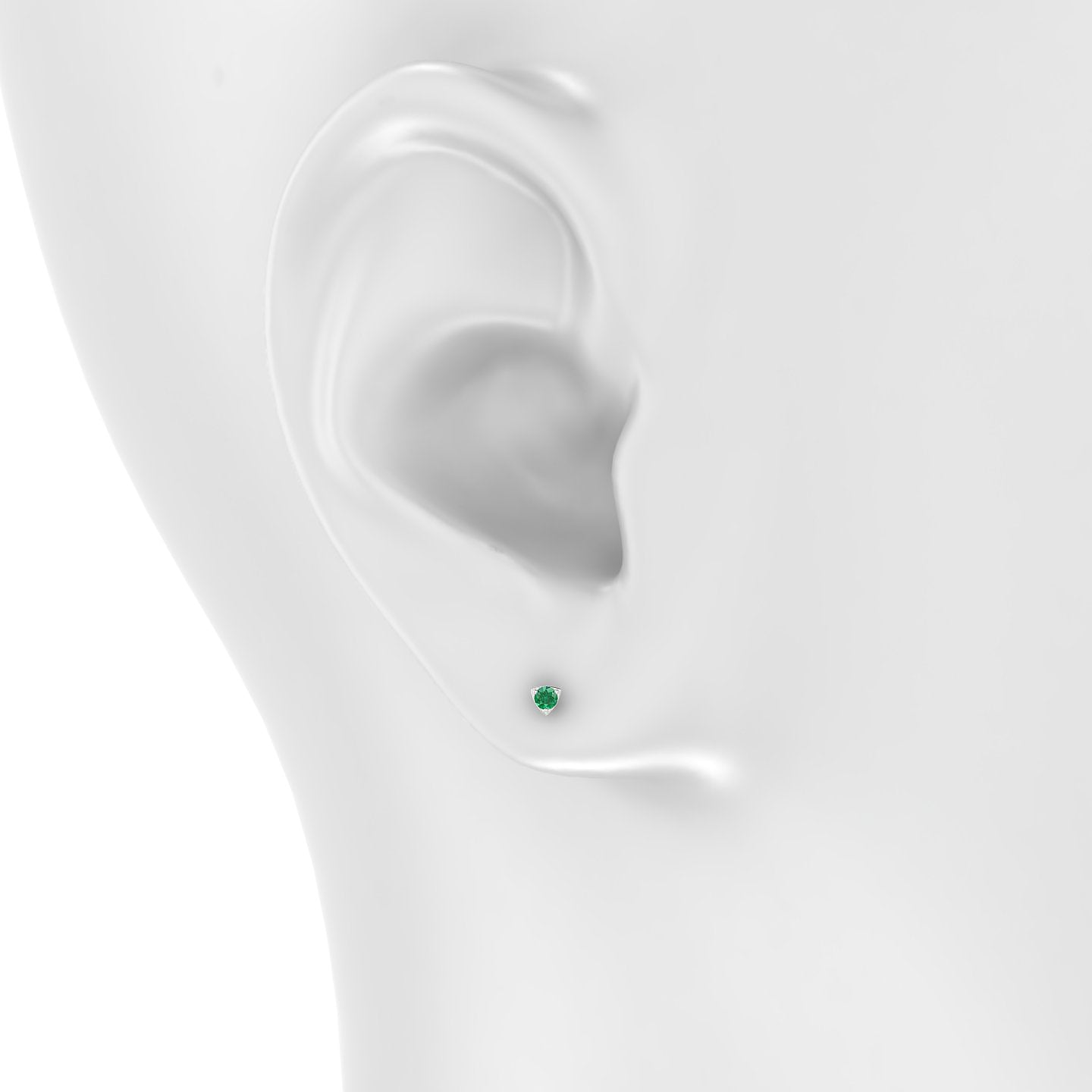 Leda | 18k White Gold 5 mm 3 mm Round Emerald Piercing