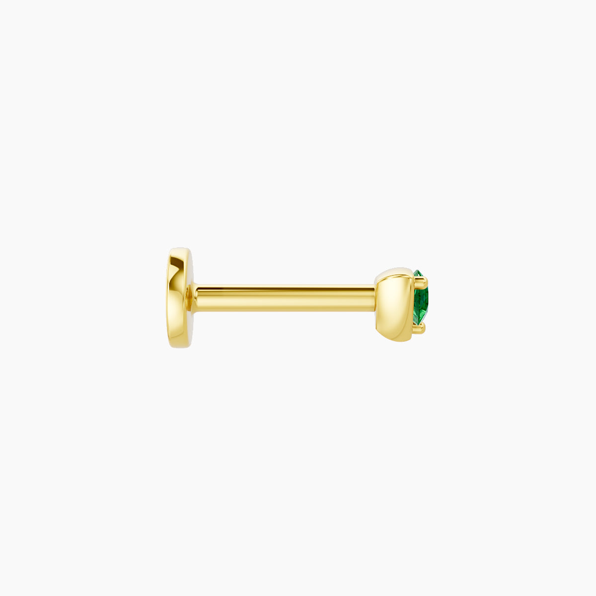 Leda | 18k Yellow Gold 6.5 mm 3 mm Round Emerald Nose Piercing
