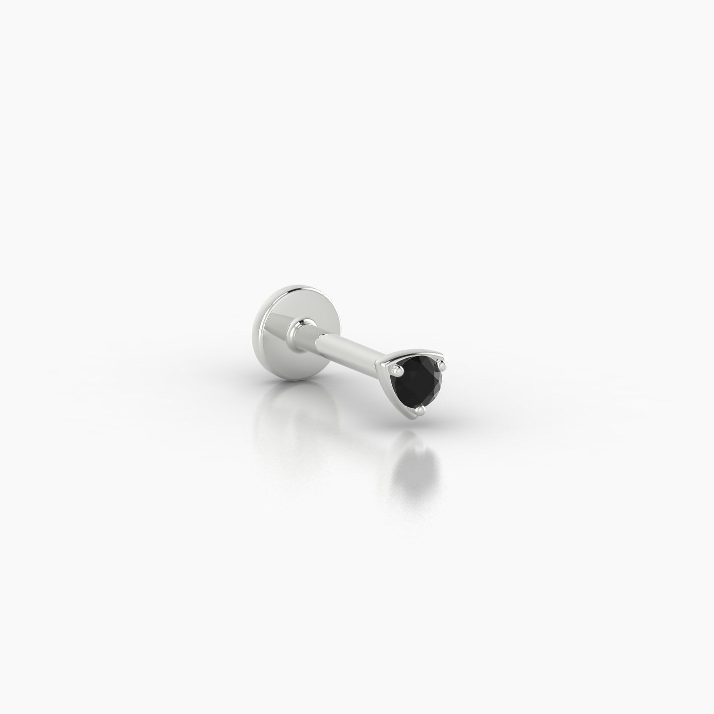 Leda | 18k White Gold 6.5 mm 3 mm Round Black Diamond Nostril Piercing