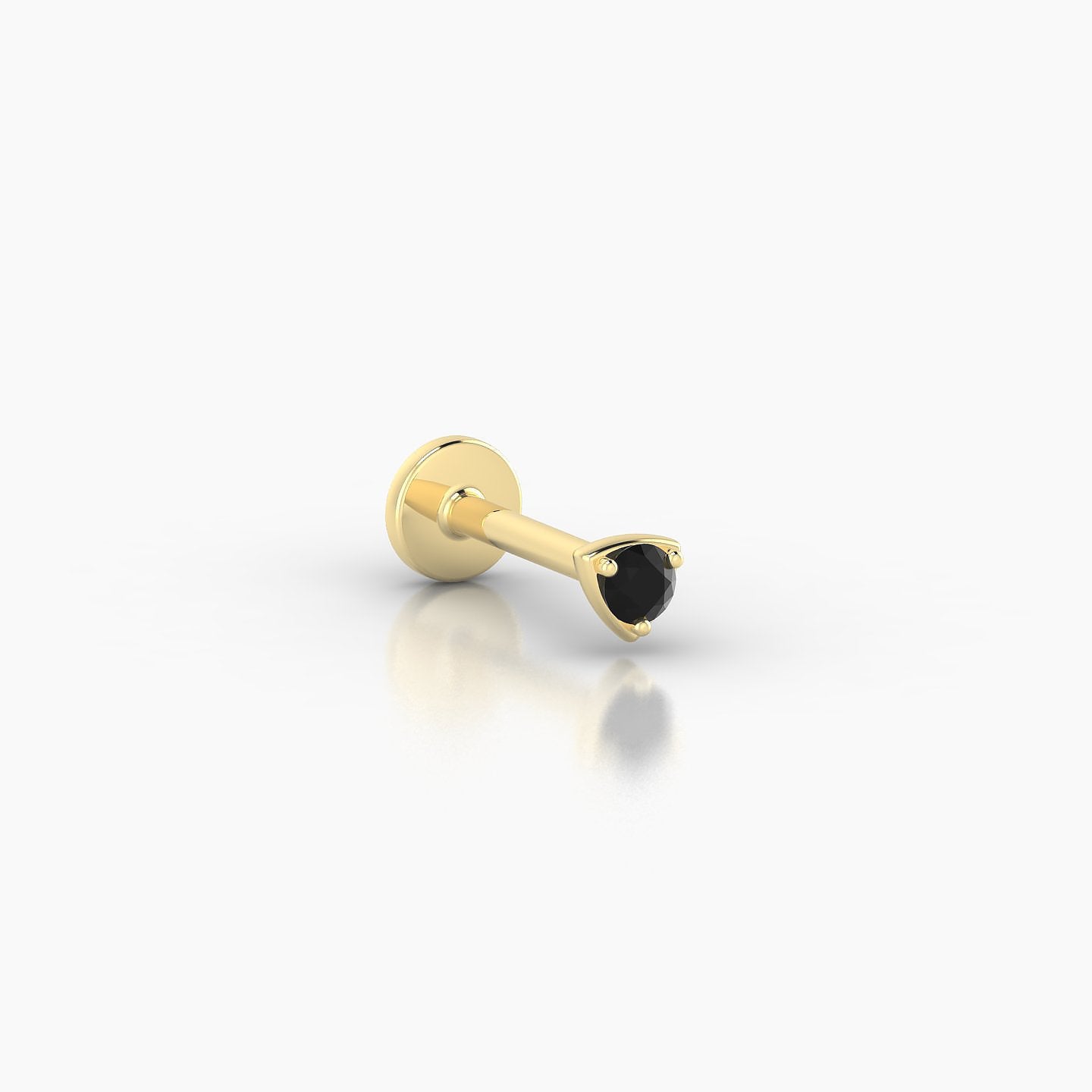 Leda | 18k Yellow Gold 6.5 mm 3 mm Round Black Diamond Nostril Piercing