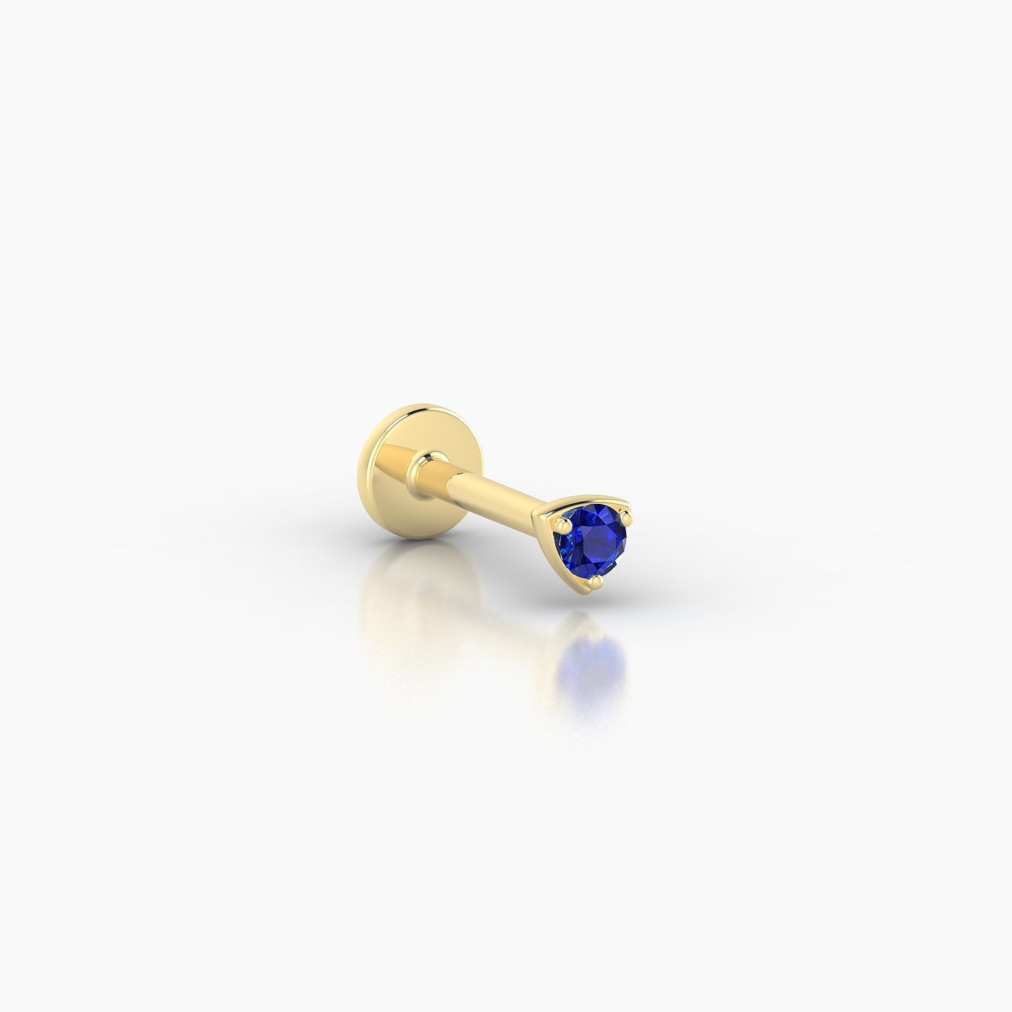 Leda | 18k Yellow Gold 6.5 mm 3 mm Round Sapphire Nostril Piercing