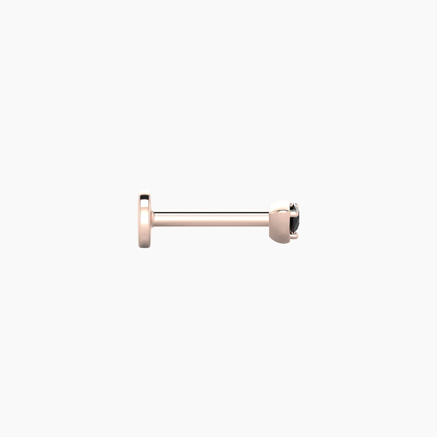 Leda | 18k Rose Gold 6.5 mm 3 mm Round Black Diamond Nostril Piercing