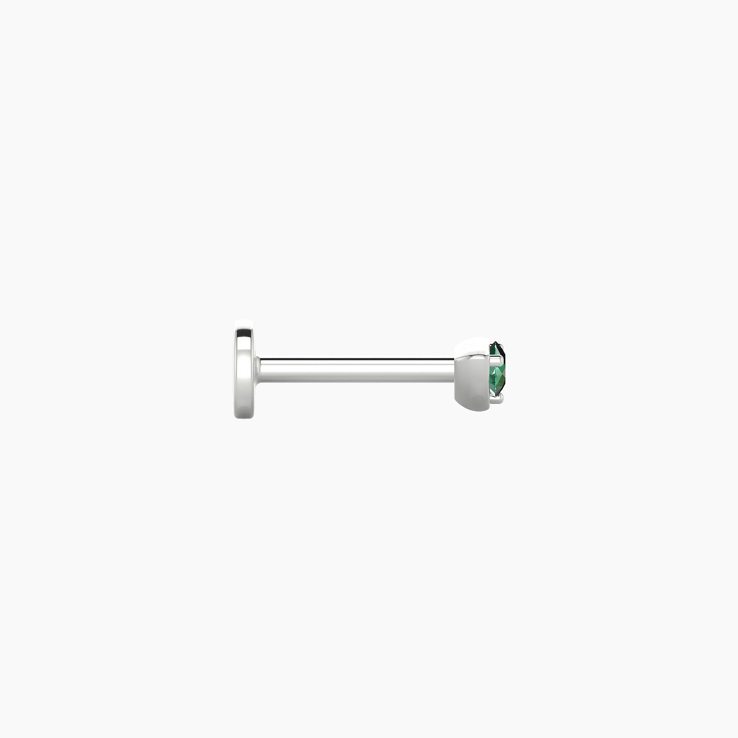 Leda | 18k White Gold 6.5 mm 3 mm Round Emerald Nostril Piercing