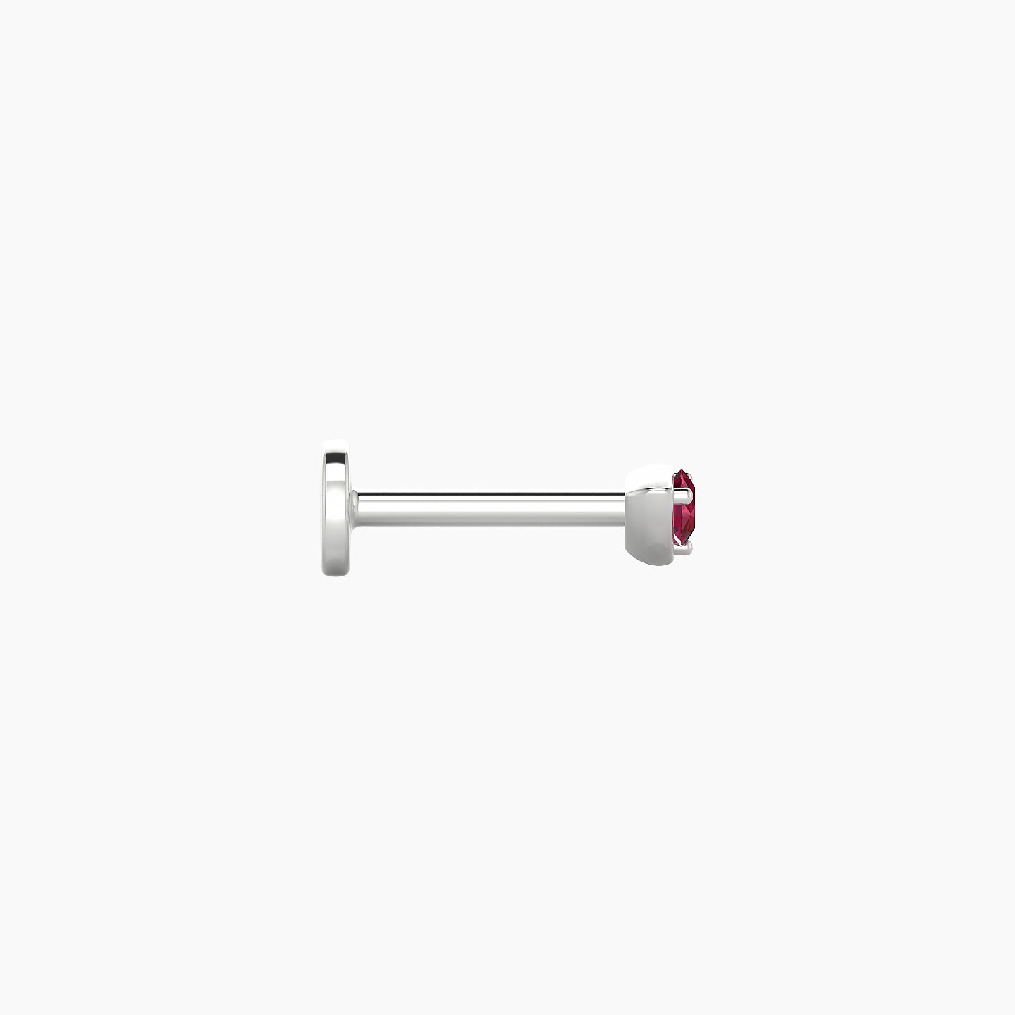 Leda | 18k White Gold 6.5 mm 3 mm Round Ruby Nostril Piercing