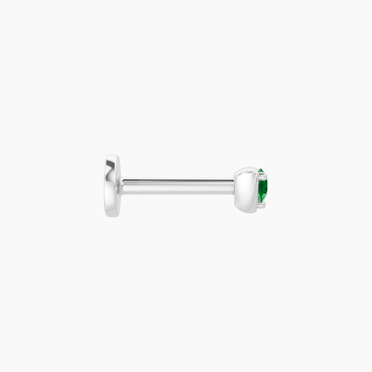 Leda | 18k White Gold 6.5 mm 3 mm Round Emerald Piercing