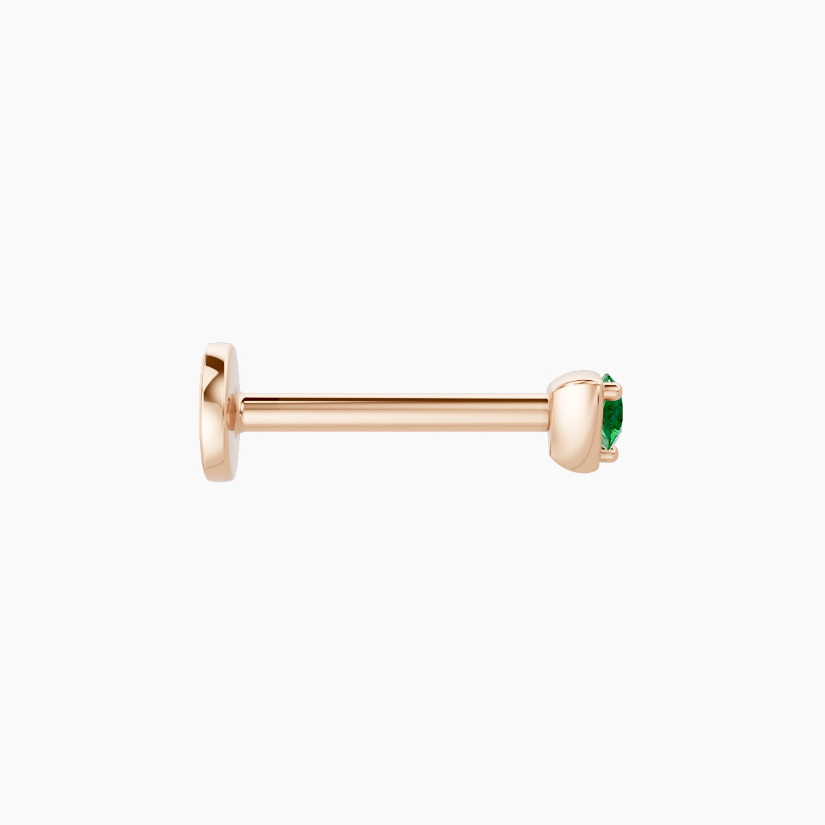 Leda | 18k Rose Gold 8 mm 3 mm Round Emerald Nose Piercing