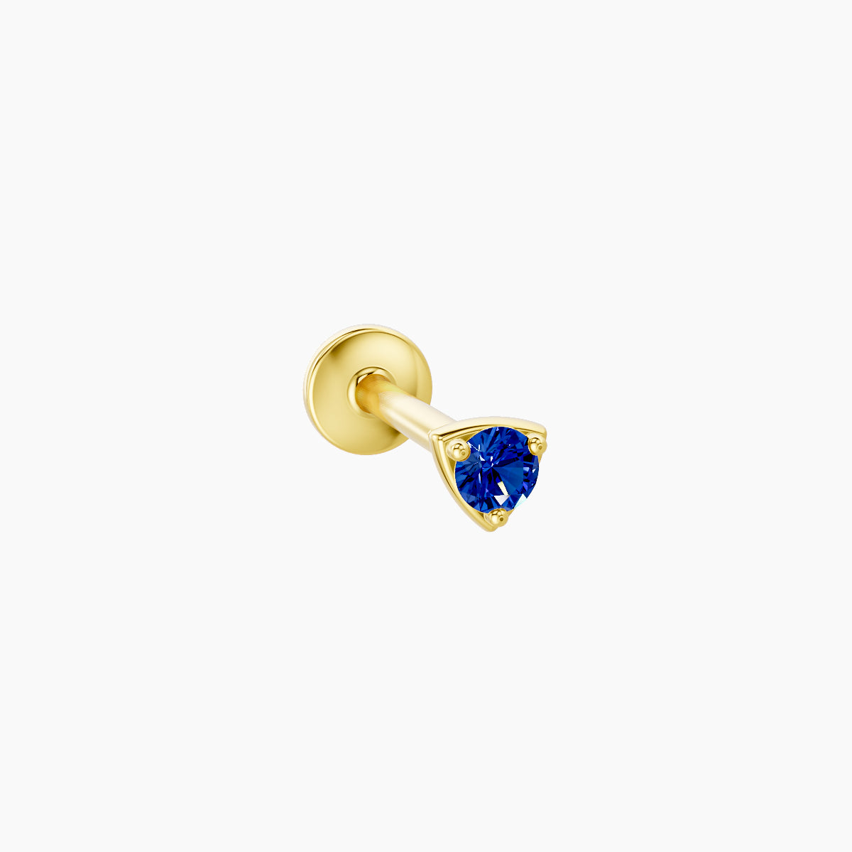 Leda | 18k Yellow Gold 8 mm 3 mm Round Sapphire Nose Piercing