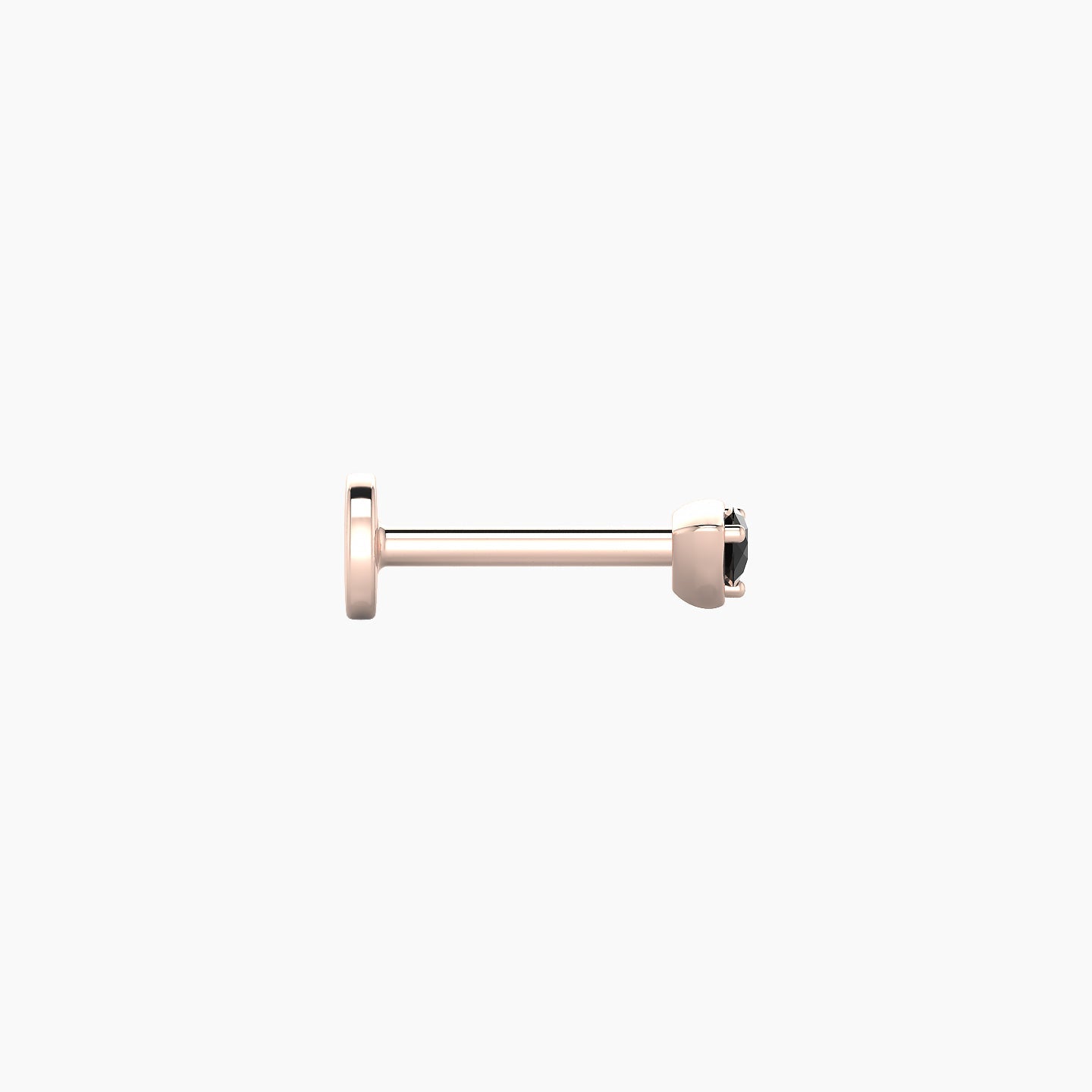 Leda | 18k Rose Gold 8 mm 3 mm Round Black Diamond Nostril Piercing