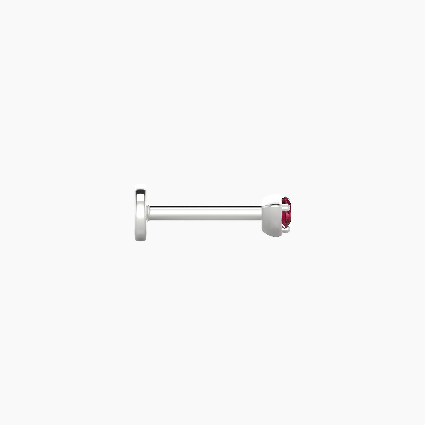 Leda | 18k White Gold 8 mm 3 mm Round Ruby Nostril Piercing