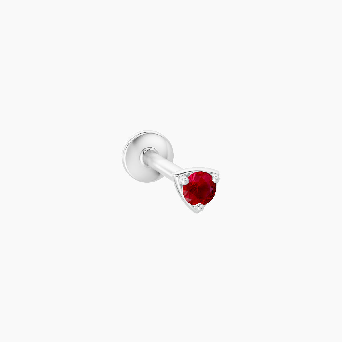 Leda | 18k White Gold 8 mm 3 mm Round Ruby Piercing