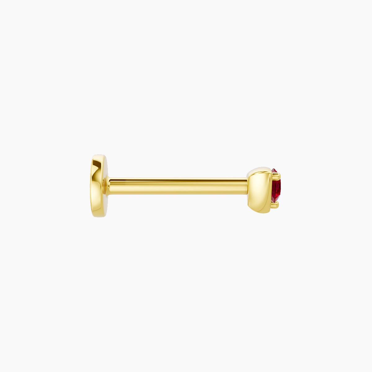 Leda | 18k Yellow Gold 8 mm 3 mm Round Ruby Piercing