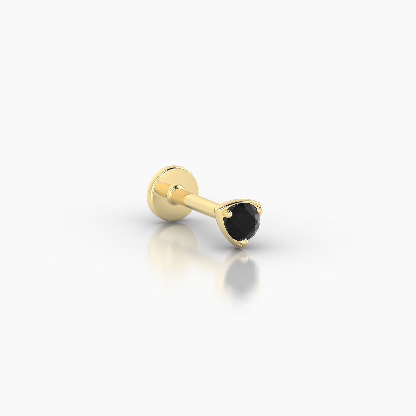 Leda | 18k Yellow Gold 6.5 mm 3.5 mm Round Black Diamond Nostril Piercing