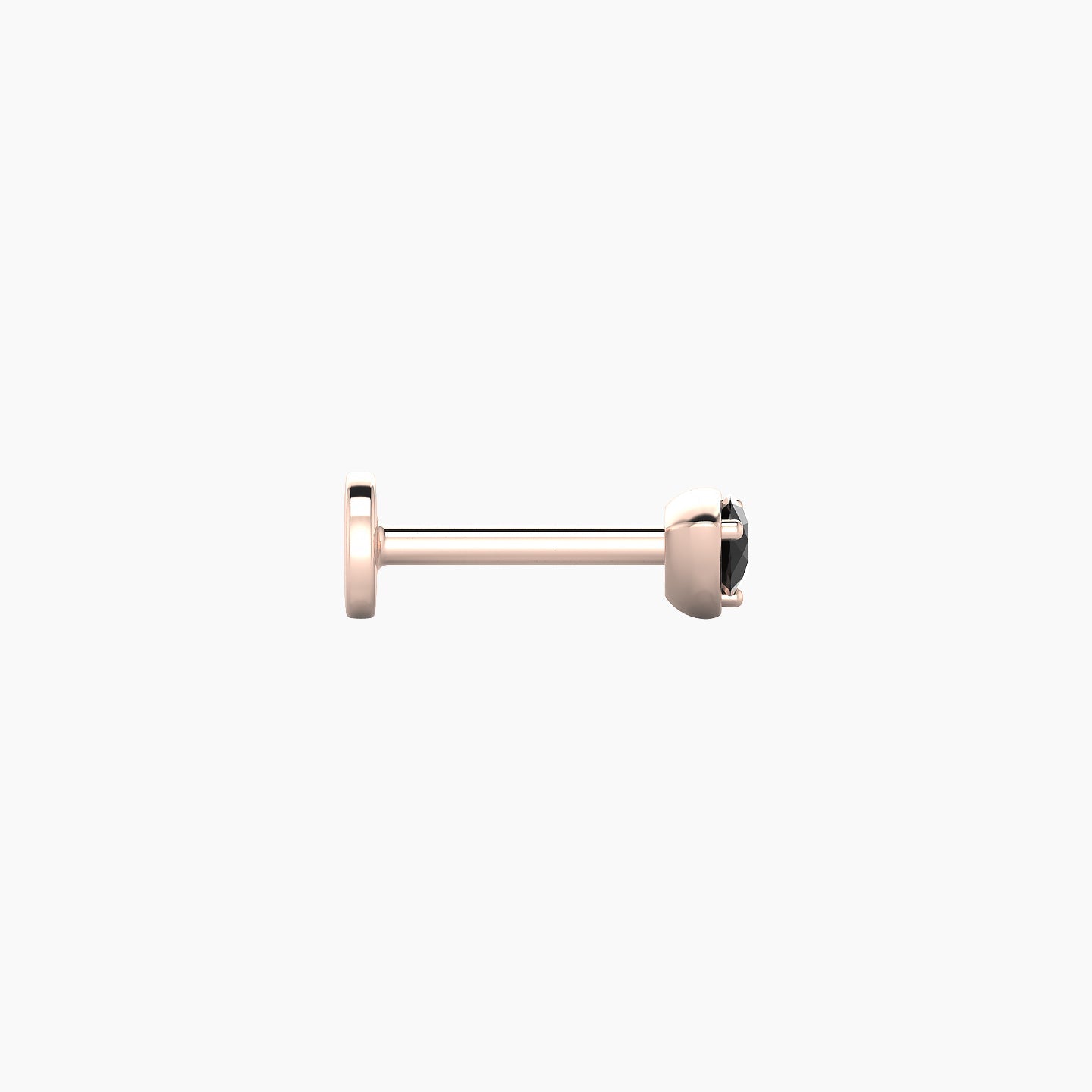 Leda | 18k Rose Gold 6.5 mm 3.5 mm Round Black Diamond Nostril Piercing