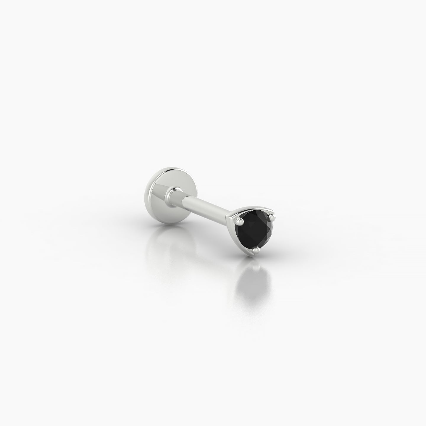 Leda | 18k White Gold 8 mm 3.5 mm Round Black Diamond Nostril Piercing