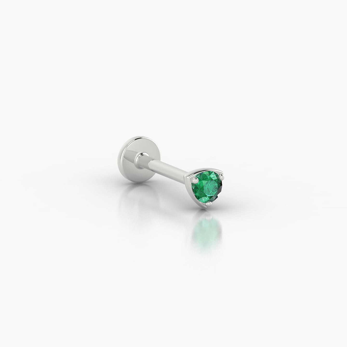 Leda | 18k White Gold 8 mm 3.5 mm Round Emerald Nostril Piercing