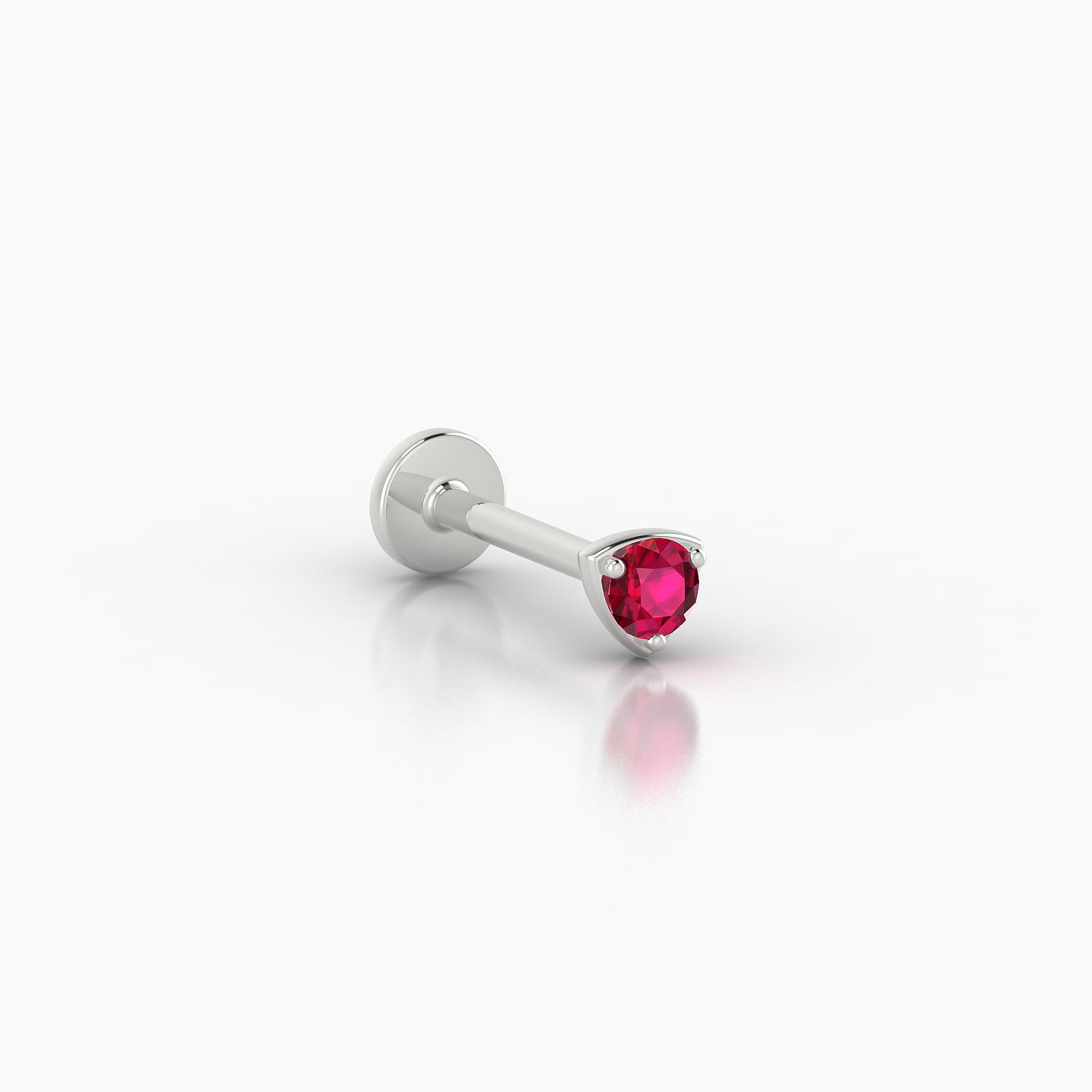 Leda | 18k White Gold 8 mm 3.5 mm Round Ruby Nostril Piercing