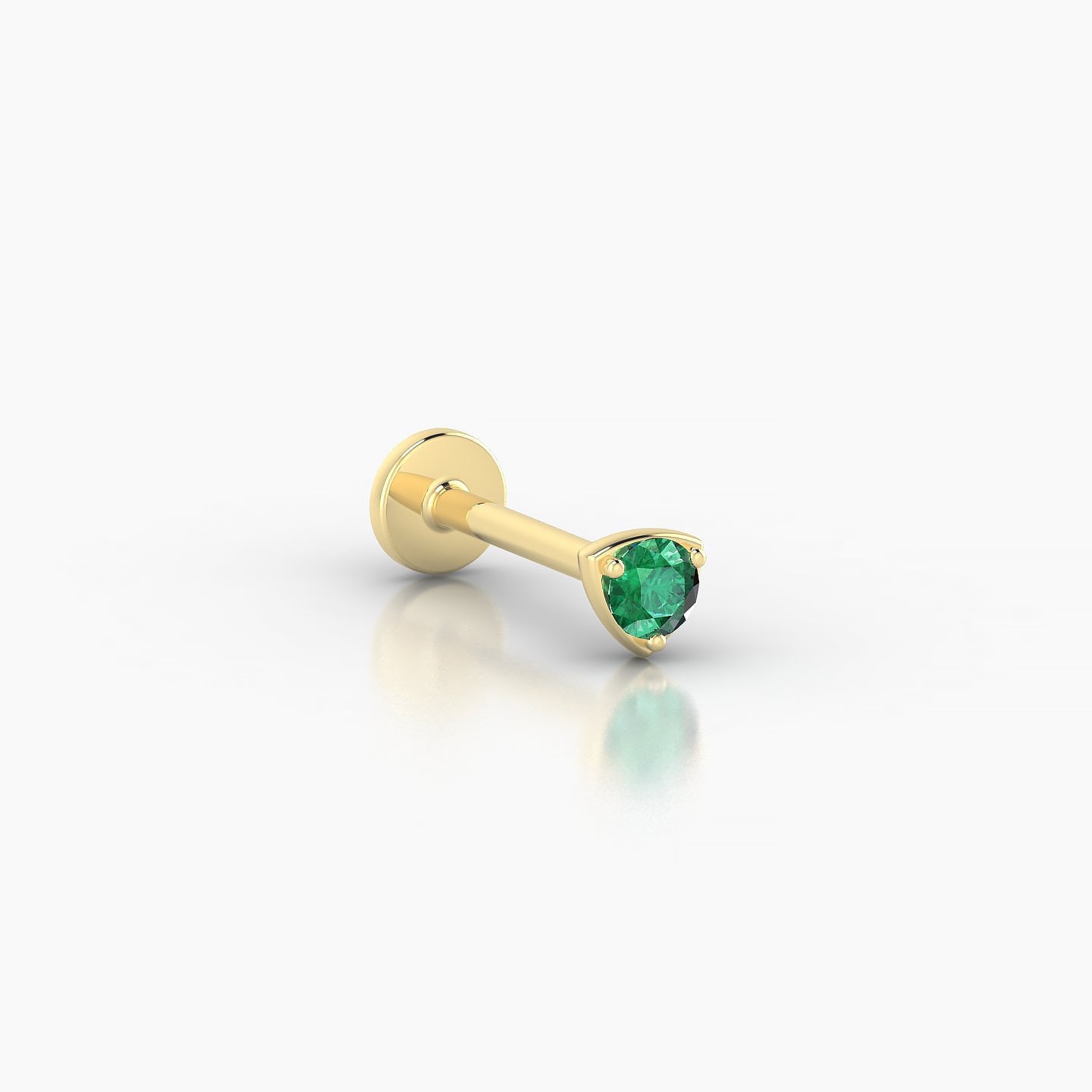 Leda | 18k Yellow Gold 8 mm 3.5 mm Round Emerald Nostril Piercing