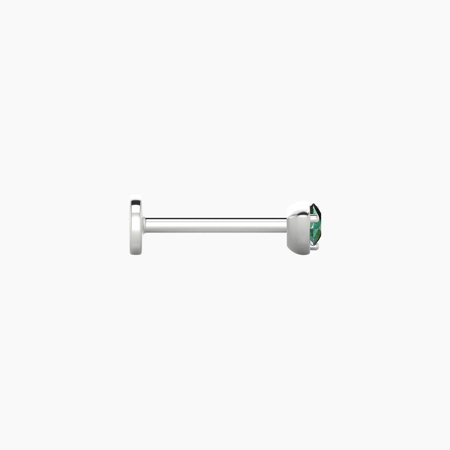 Leda | 18k White Gold 8 mm 3.5 mm Round Emerald Nostril Piercing