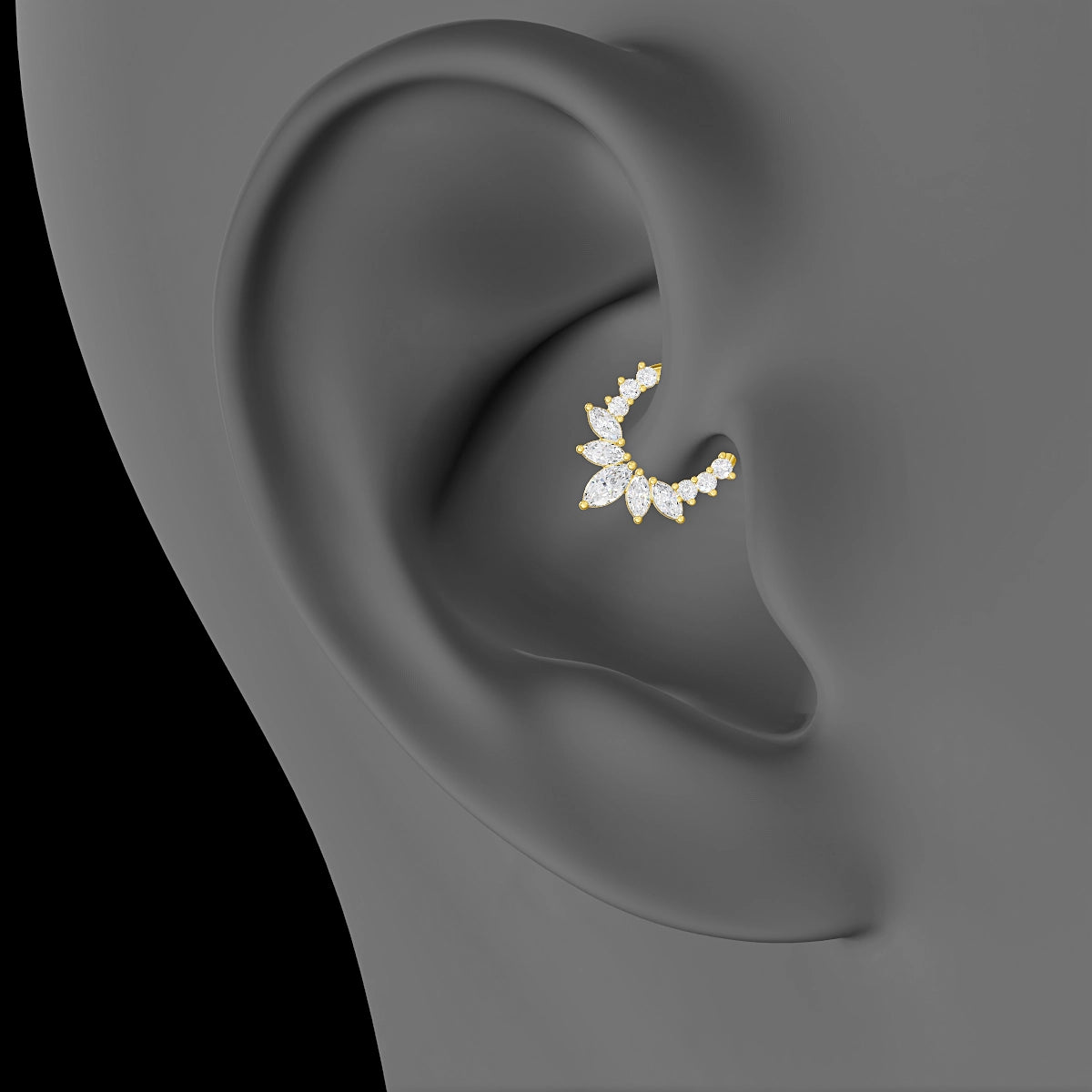 Leia | 18k Yellow Gold 6.5 mm Diamond Daith Piercing