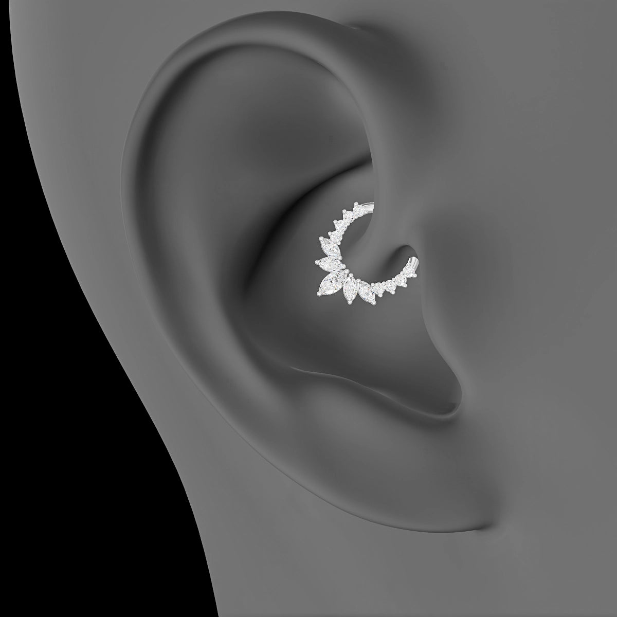 Leia | 18k White Gold 8 mm Diamond Daith Piercing