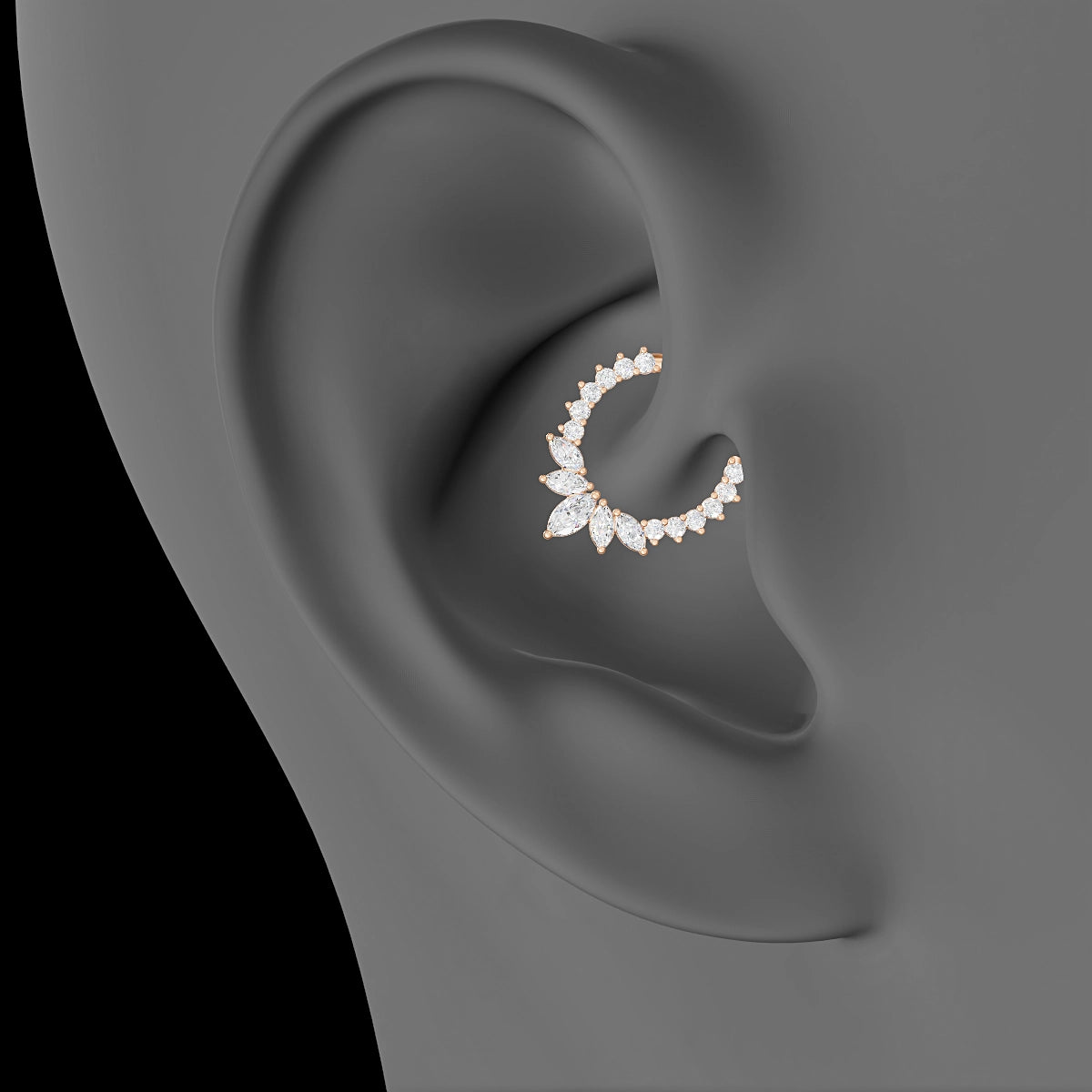 Leia | 18k Rose Gold 9.5 mm Diamond Daith Piercing