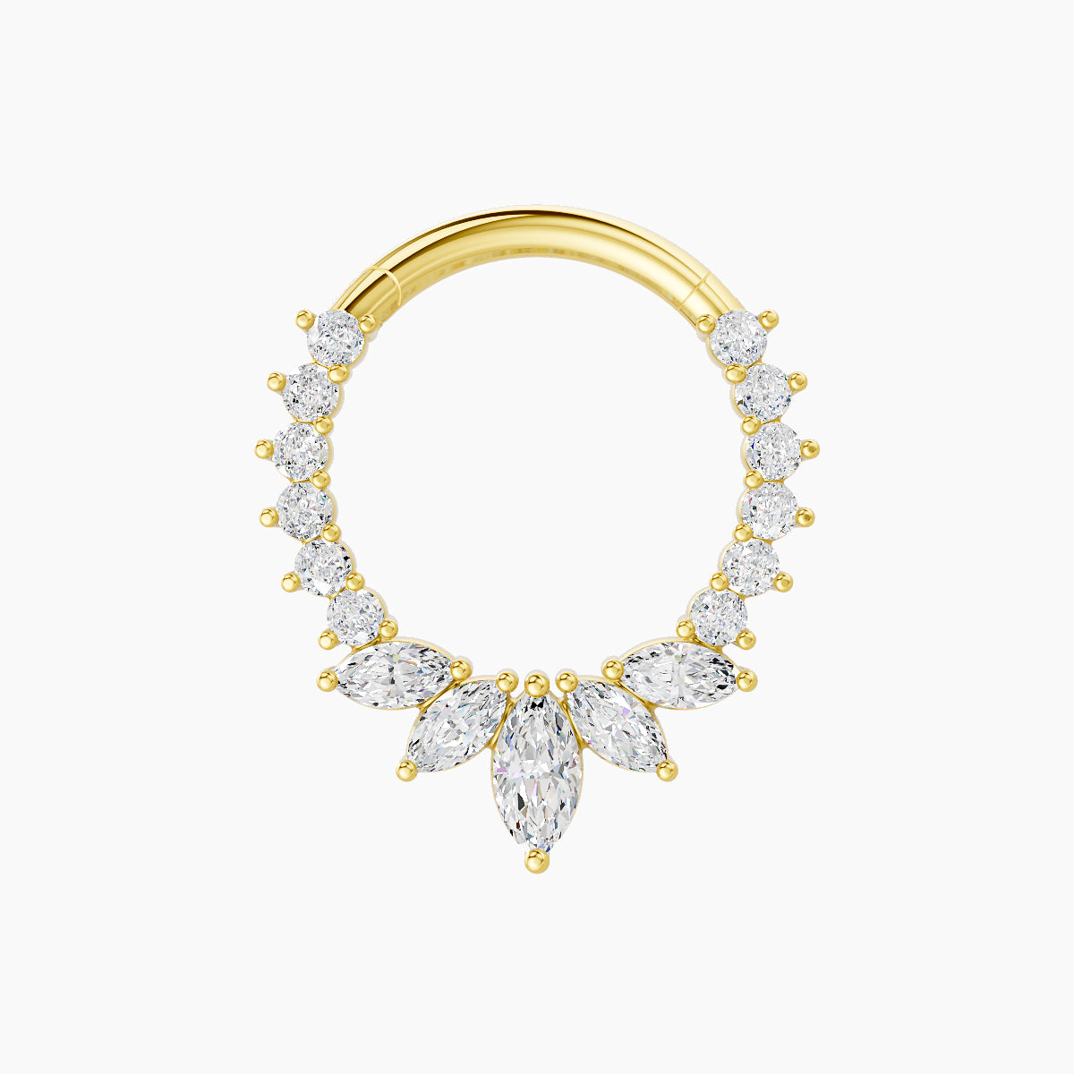 Leia | 18k Yellow Gold 9.5 mm Diamond Daith Piercing