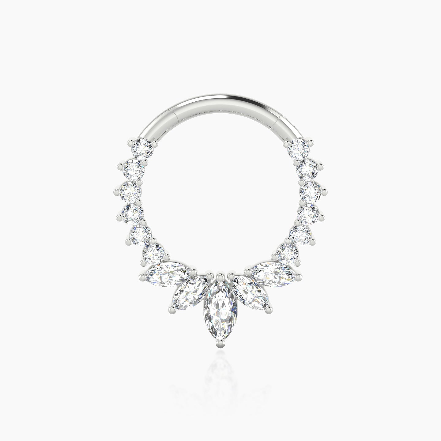 Leia | 18k White Gold 9.5 mm Diamond Daith Piercing