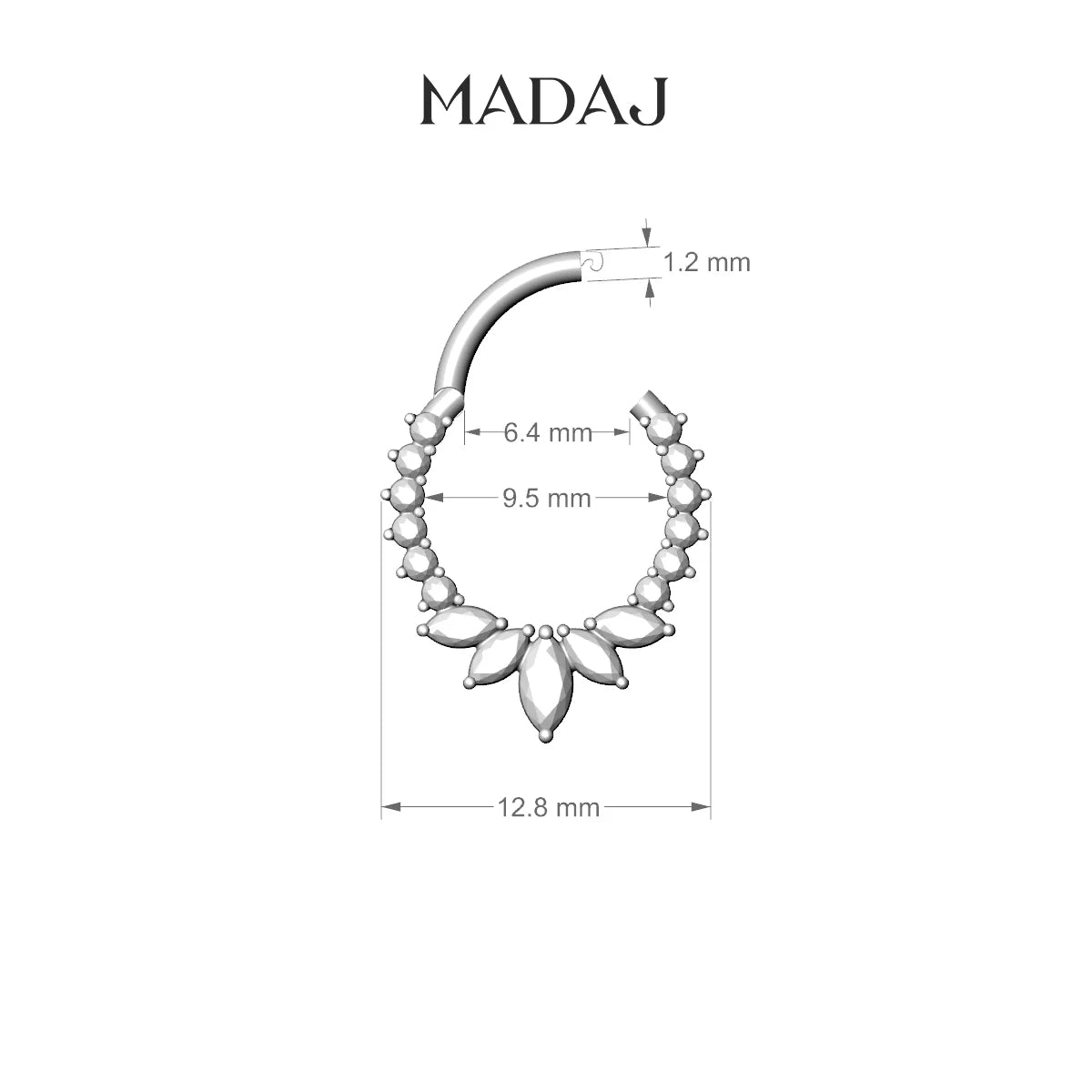 Leia | 18k Yellow Gold 9.5 mm Diamond Daith Piercing
