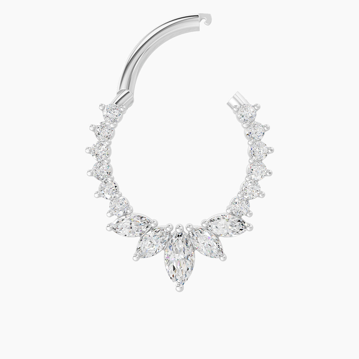 Leia | 18k White Gold 9.5 mm Diamond Septum Piercing