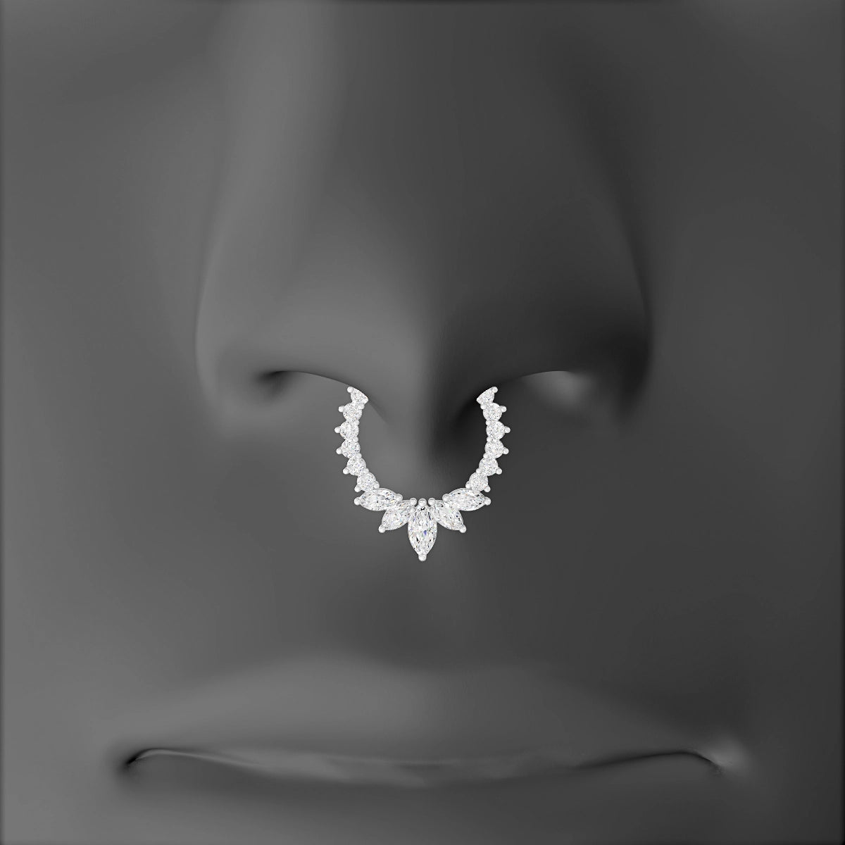 Leia | 18k White Gold 9.5 mm Diamond Septum Piercing
