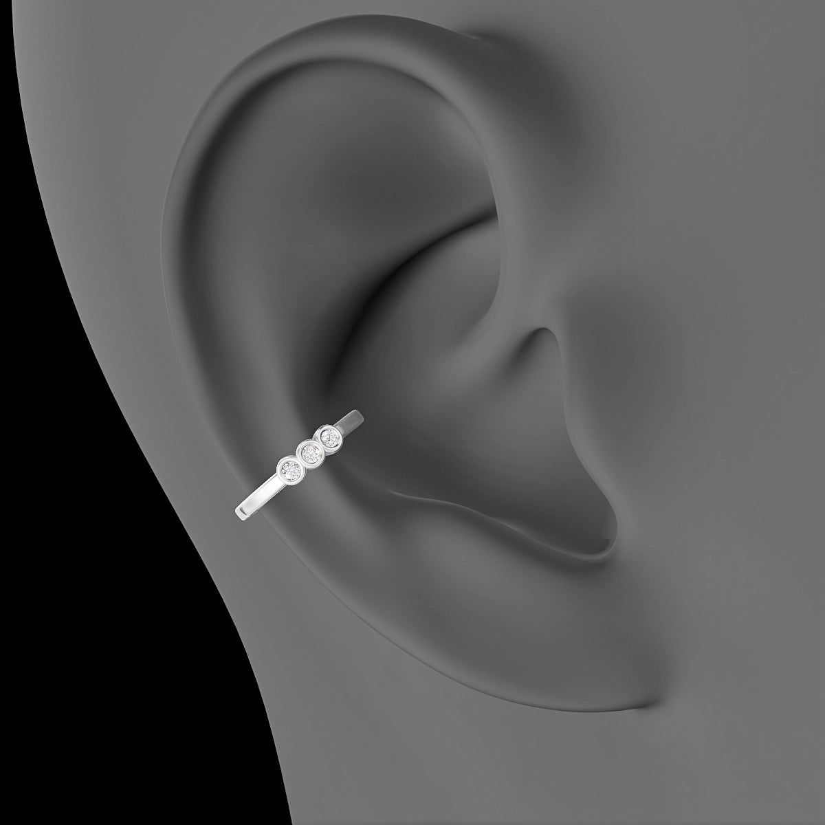Leto | 18k White Gold 11 mm Trilogy Diamond Hoop Piercing