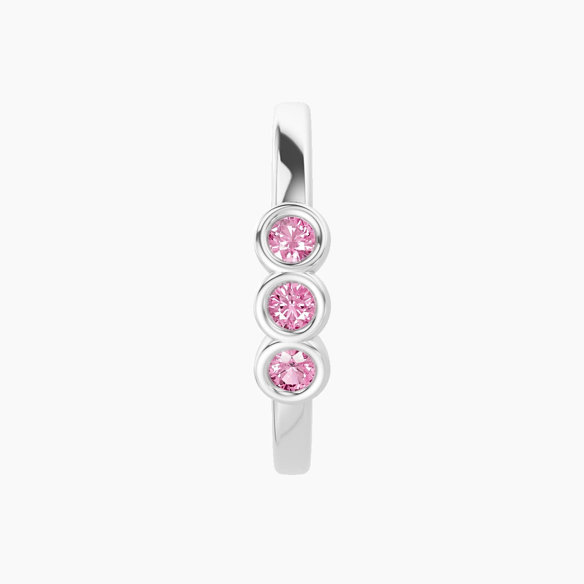 Leto | 18k White Gold 11 mm Trilogy Pink Sapphire Hoop Piercing