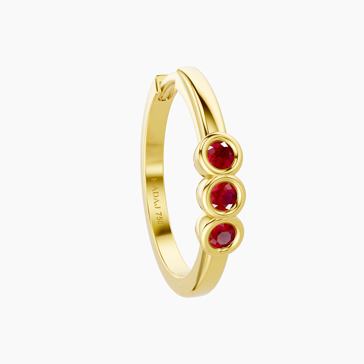 Leto | 18k Yellow Gold 11 mm Trilogy Ruby Hoop Piercing